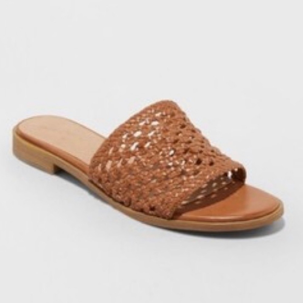 Universal Thread Cognac Ellen Slides, Sz 10 NEW